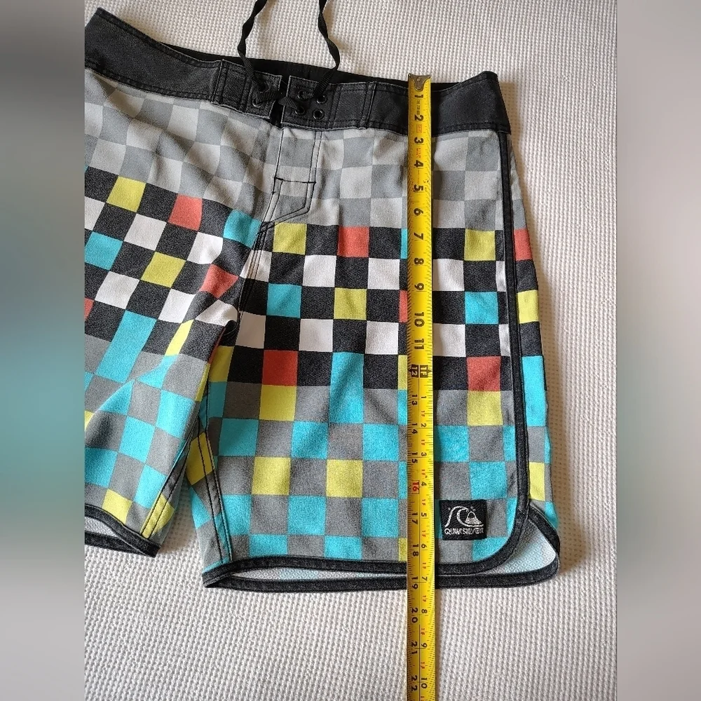 Quiksilver Black and Gray Board Shorts with Modern Design Size 34